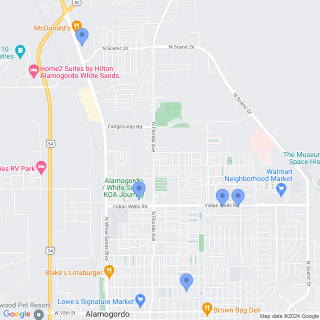 Map of veterinarians in Alamogordo, NM