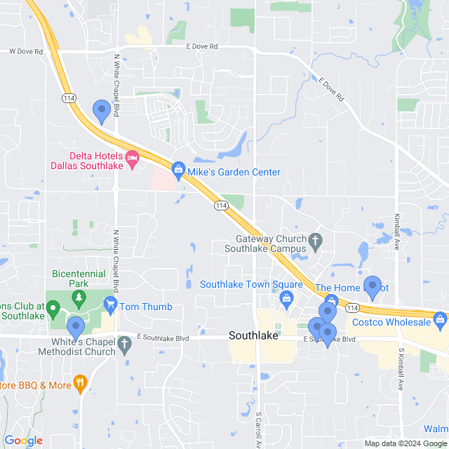 Map of veterinarians in Southlake, TX