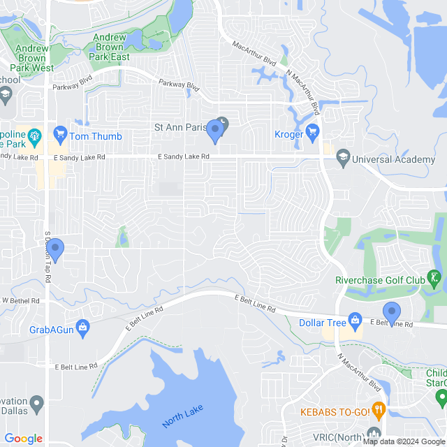 Map of veterinarians in Coppell, TX