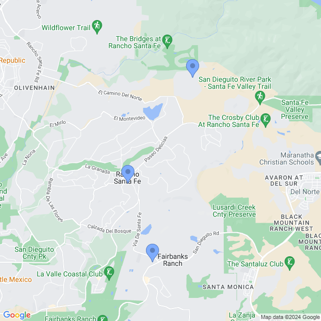 Map of veterinarians in Rancho Santa Fe, CA