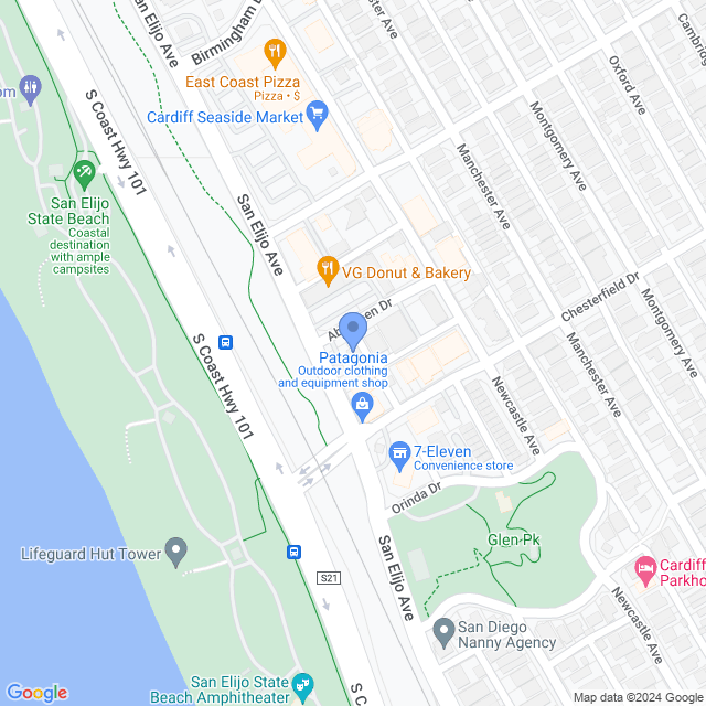 Map of veterinarians in Cardiff By Sea, CA