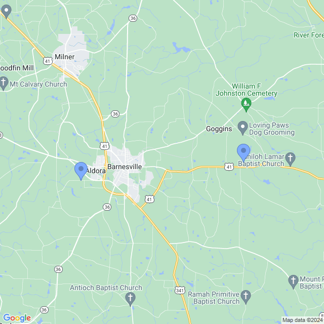 Map of veterinarians in Barnesville, GA