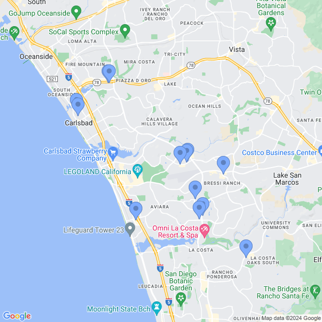 Map of veterinarians in Carlsbad, CA