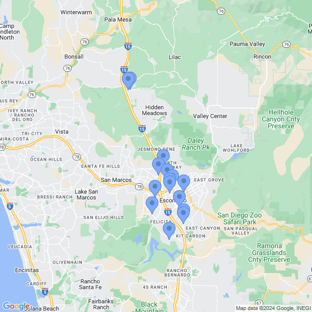 Map of veterinarians in Escondido, CA