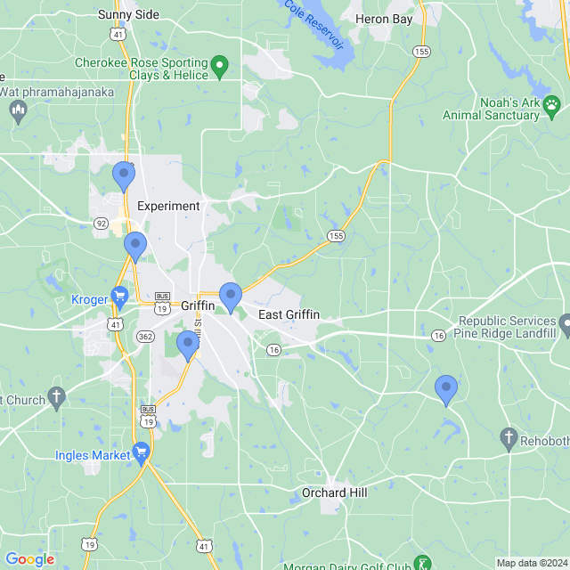 Map of veterinarians in Griffin, GA