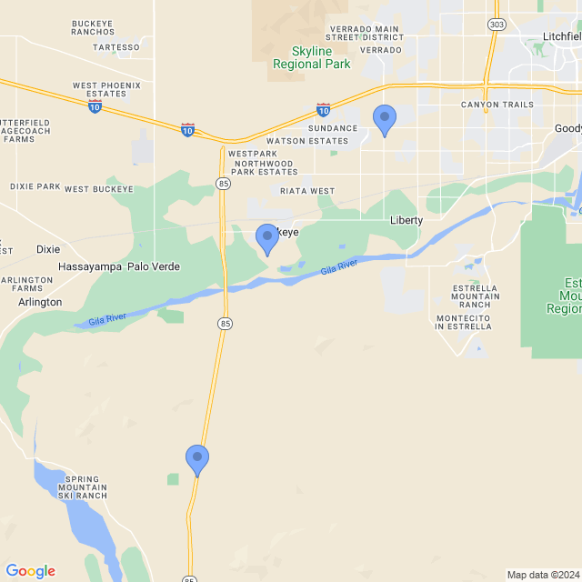 Map of veterinarians in Buckeye, AZ