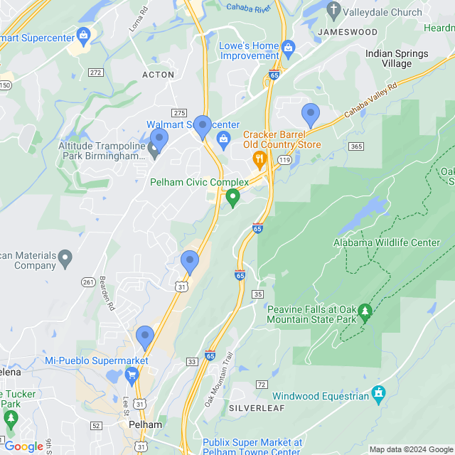 Map of veterinarians in Pelham, AL