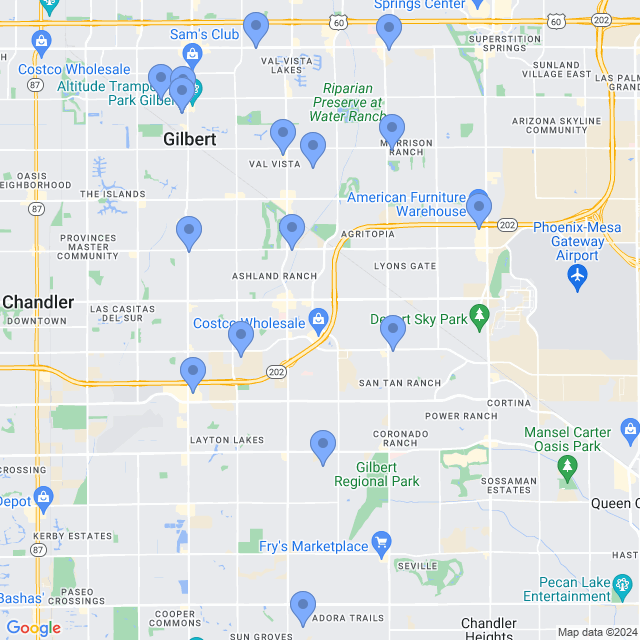 Map of veterinarians in Gilbert, AZ