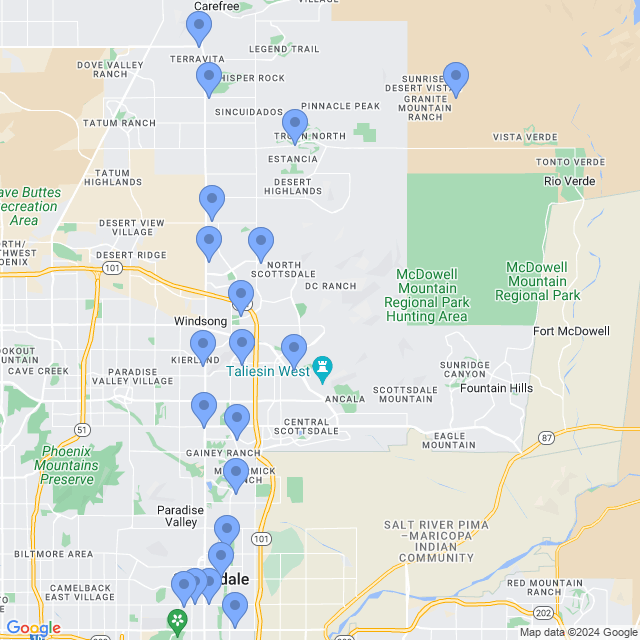 Map of veterinarians in Scottsdale, AZ