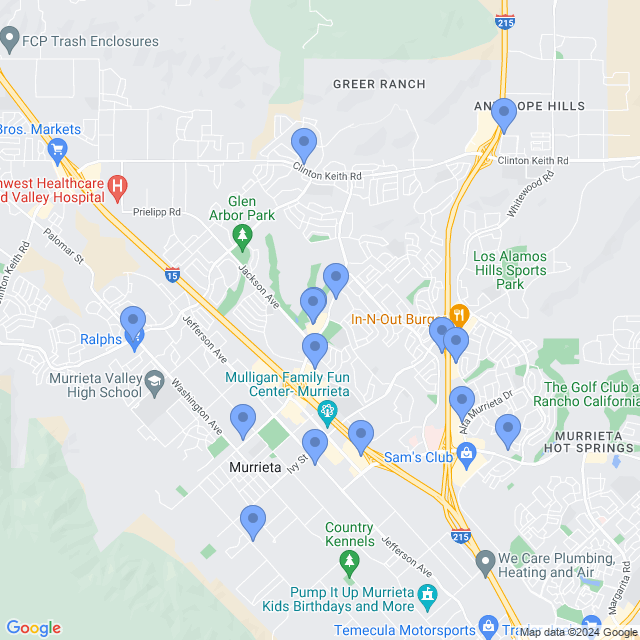 Map of veterinarians in Murrieta, CA