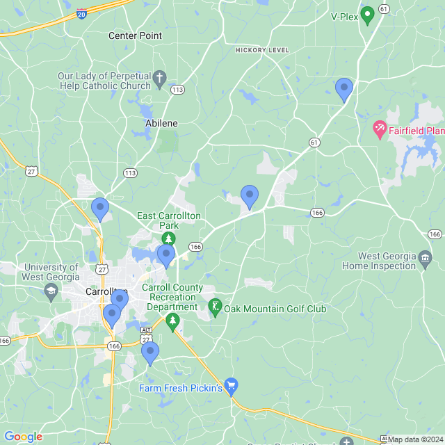 Map of veterinarians in Carrollton, GA