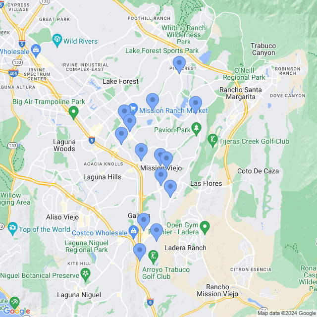 Map of veterinarians in Mission Viejo, CA