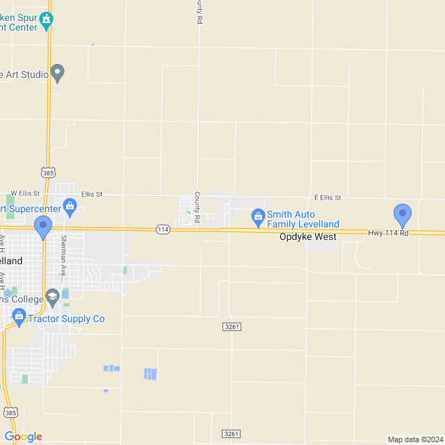 Map of veterinarians in Levelland, TX
