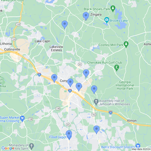 Map of veterinarians in Conyers, GA