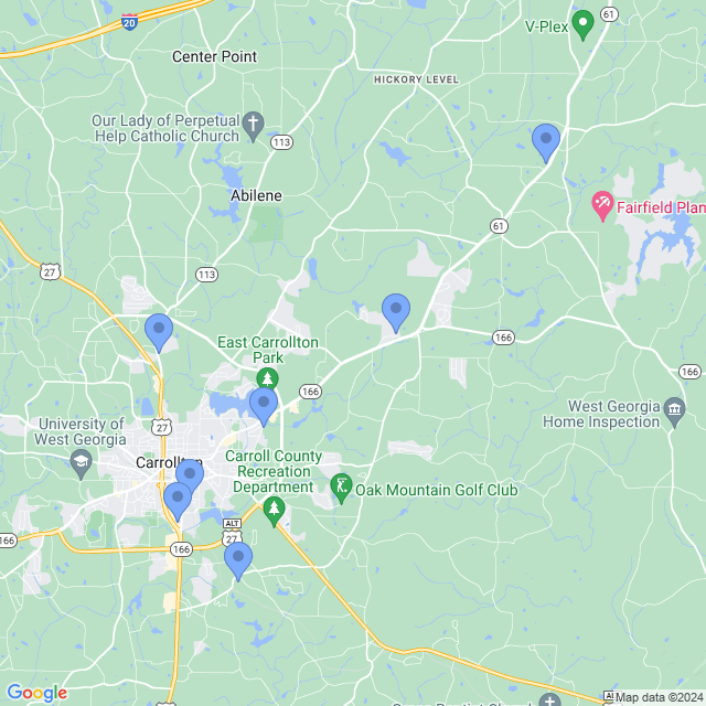 Map of veterinarians in Carrollton, GA