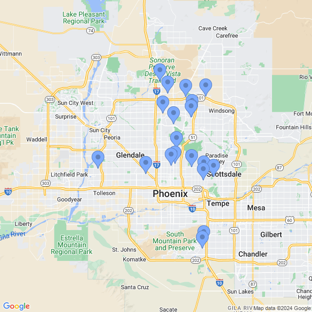 Map of veterinarians in Phoenix, AZ