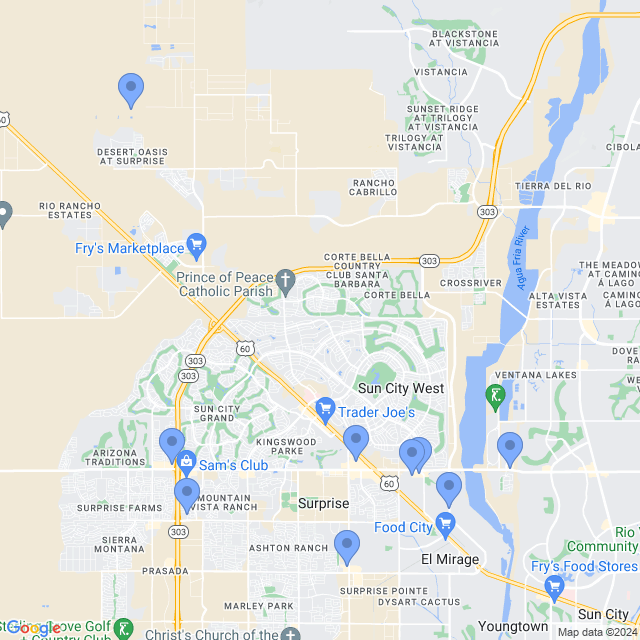 Map of veterinarians in Surprise, AZ