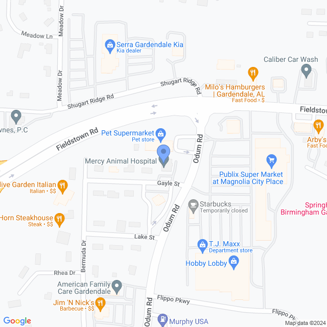 Map of veterinarians in Gardendale, AL