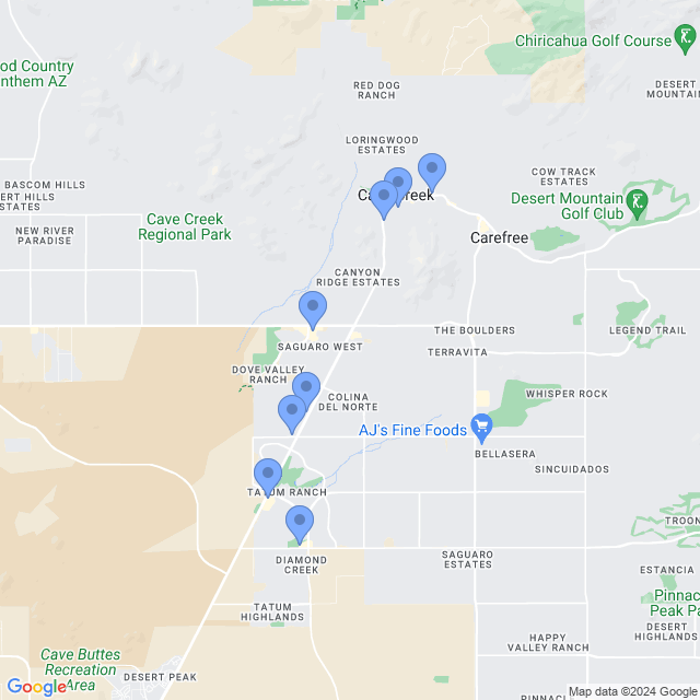 Map of veterinarians in Cave Creek, AZ