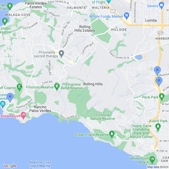 Map of veterinarians in Rancho Pls Vrds, CA