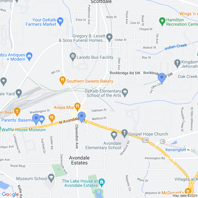 Map of veterinarians in Avondale Estates, GA