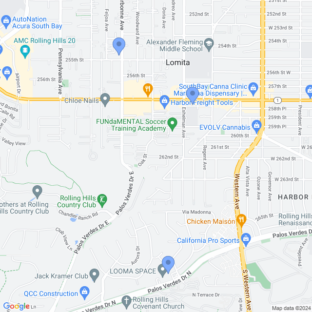 Map of veterinarians in Lomita, CA