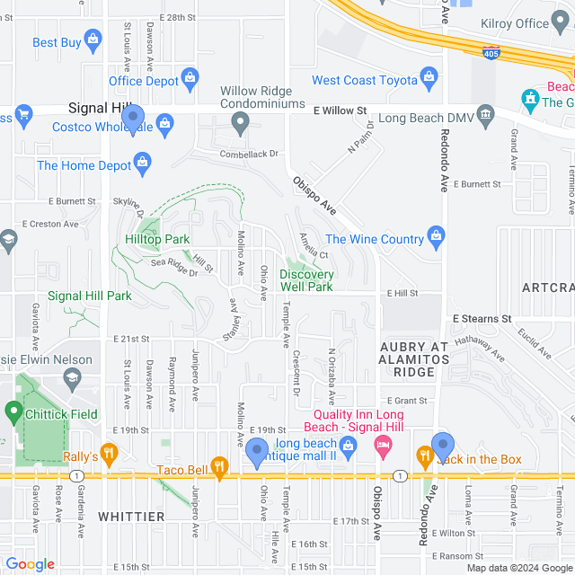 Map of veterinarians in Signal Hill, CA