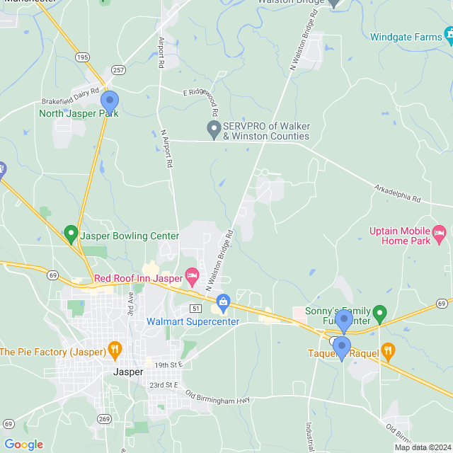 Map of veterinarians in Jasper, AL