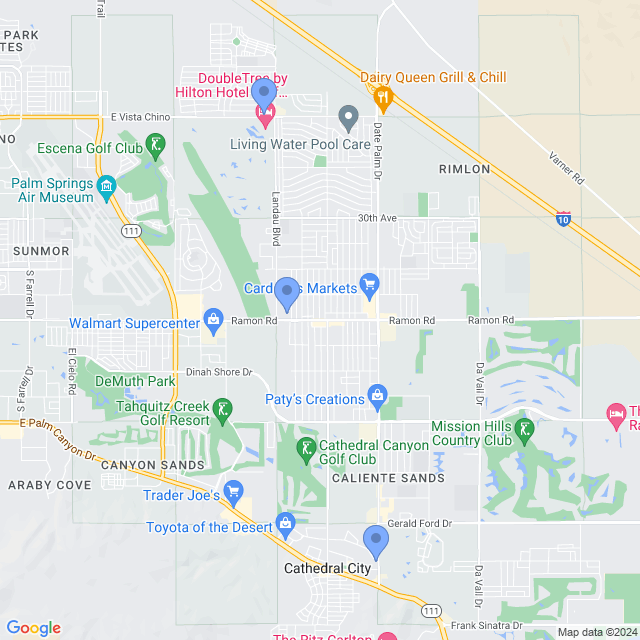 Map of veterinarians in Cathedral City, CA