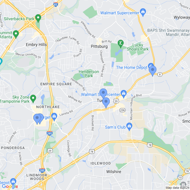 Map of veterinarians in Tucker, GA