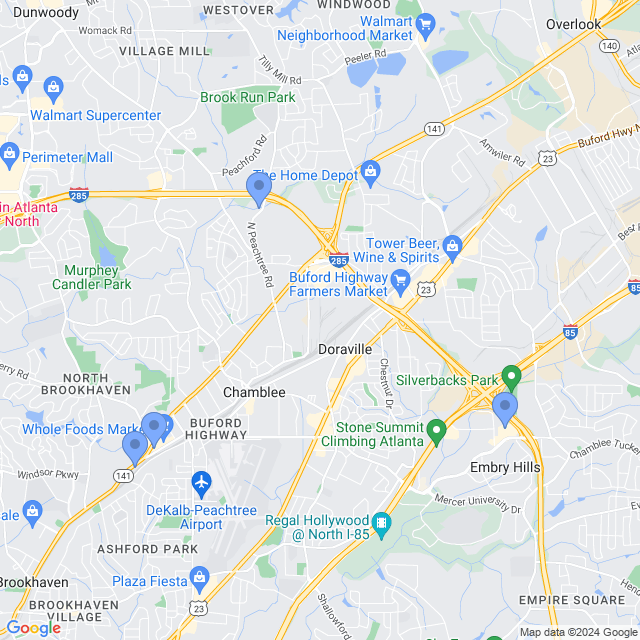 Map of veterinarians in Chamblee, GA