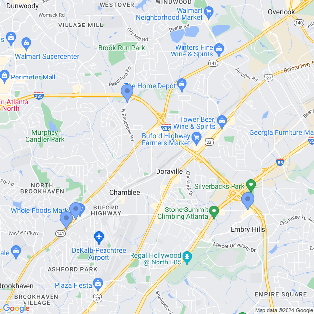 Map of veterinarians in Chamblee, GA