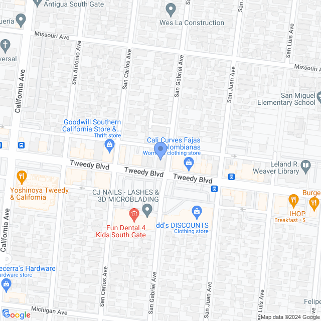 Map of veterinarians in South Gate, CA