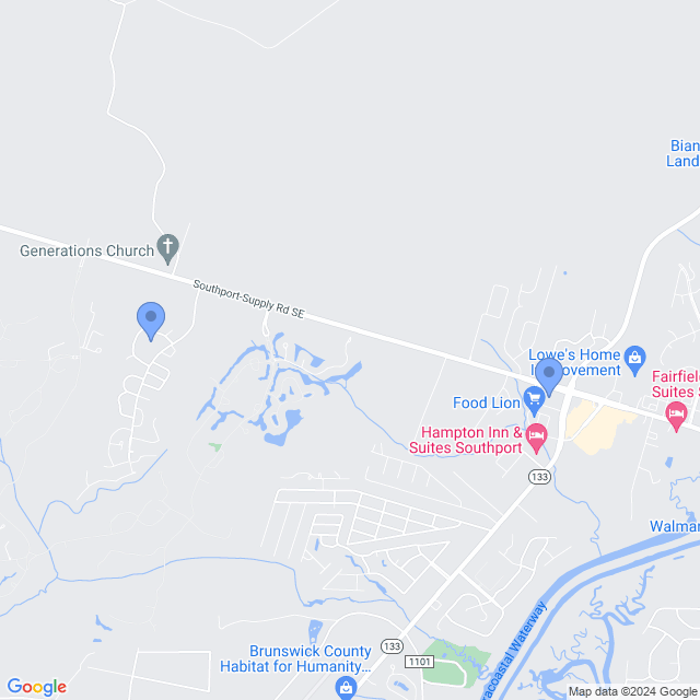 Map of veterinarians in Southport, NC