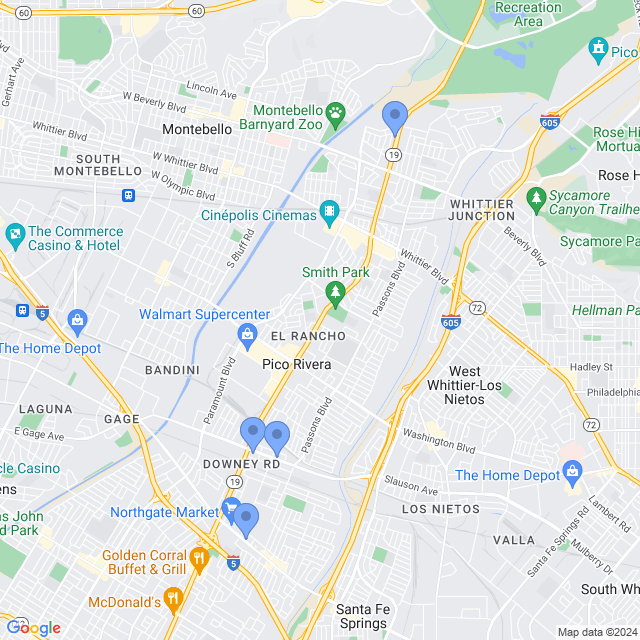 Map of veterinarians in Pico Rivera, CA
