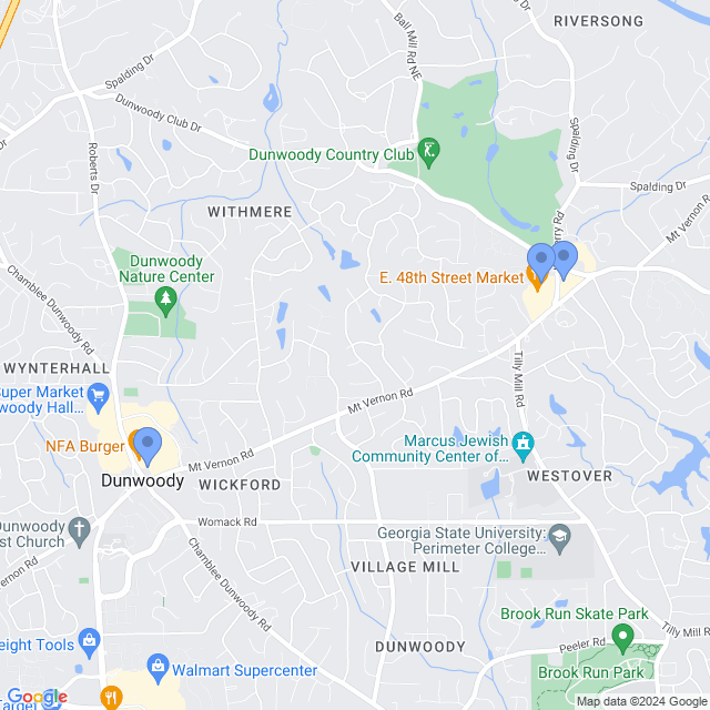 Map of veterinarians in Dunwoody, GA