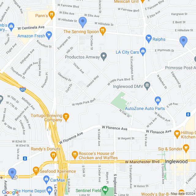 Map of veterinarians in Inglewood, CA