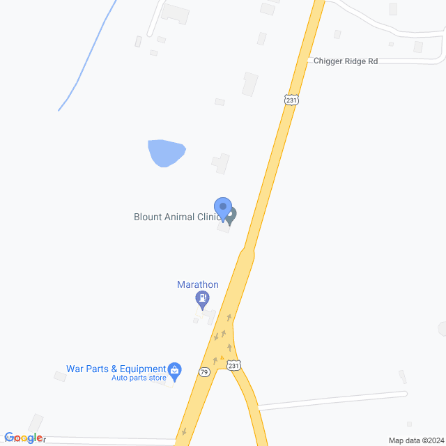 Map of veterinarians in Cleveland, AL