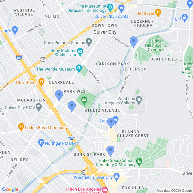 Map of veterinarians in Culver City, CA