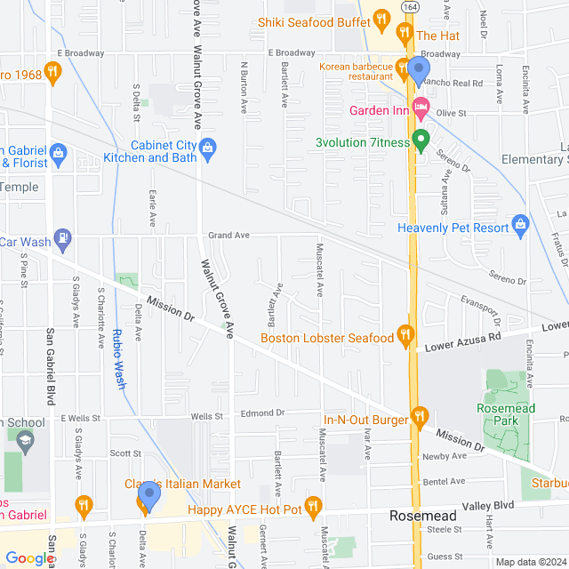 Map of veterinarians in San Gabriel, CA