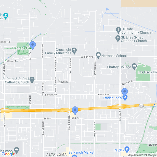 Map of veterinarians in Alta Loma, CA