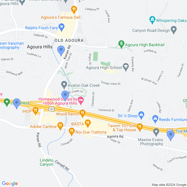 Map of veterinarians in Agoura Hills, CA