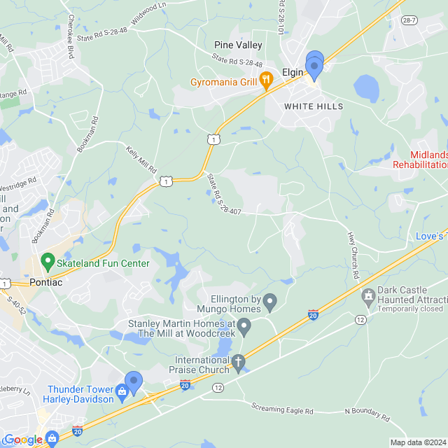 Map of veterinarians in Elgin, SC