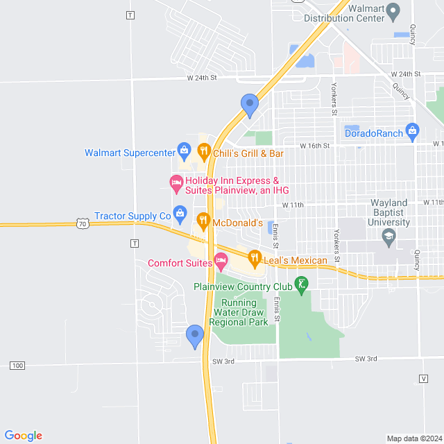 Map of veterinarians in Plainview, TX