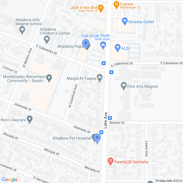 Map of veterinarians in Altadena, CA
