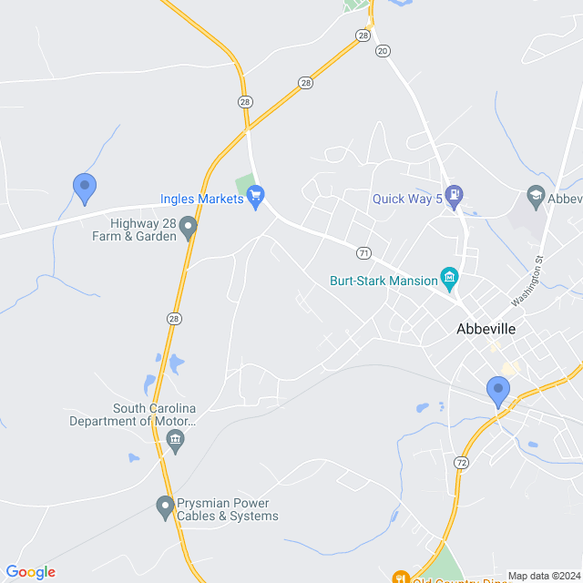 Map of veterinarians in Abbeville, SC