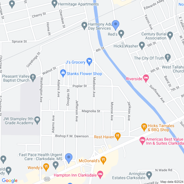 Map of veterinarians in Clarksdale, MS