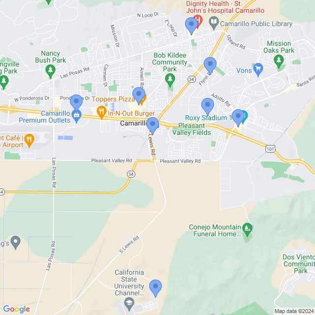 Map of veterinarians in Camarillo, CA