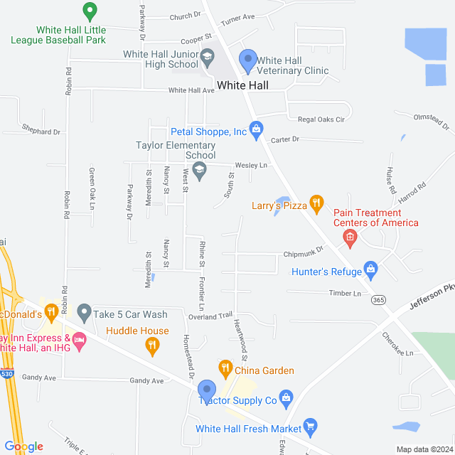 Map of veterinarians in White Hall, AR