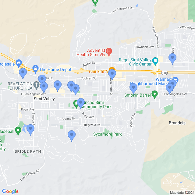 Map of veterinarians in Simi Valley, CA